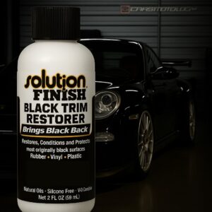 Solution Finish trim restorer used on faded black trim