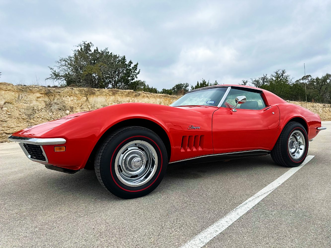 Classic Corvette Stingray Paint Correction Results Red Chevrolet Corvette Stingray after professional paint correction and ceramic coating