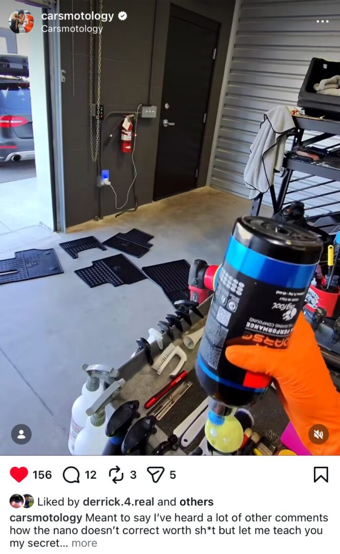 Applying polishing compound to a polishing pad for paint correction.