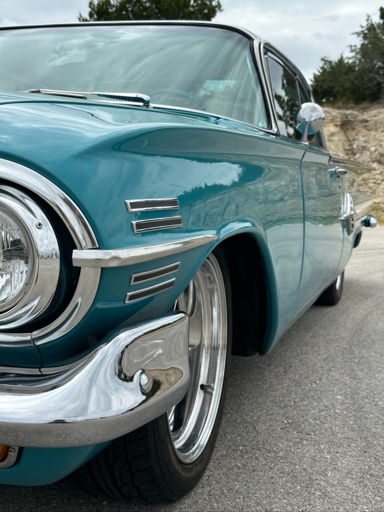 1960 Impala front fender and chrome detail after paint correction